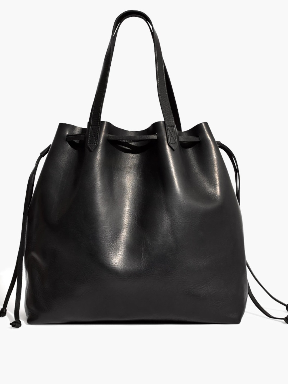Madewell 100% Leather Black Drawstring Transport Tote